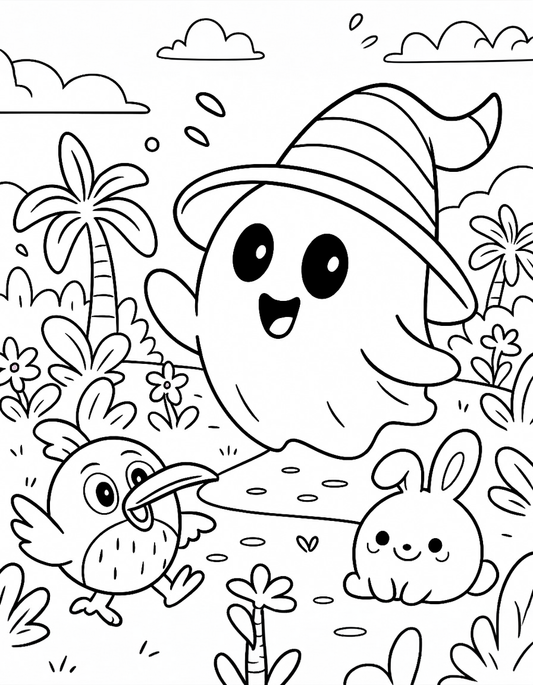 (FREE) Coloring page BooWoo, Kiwi Wiwi, Bimbly