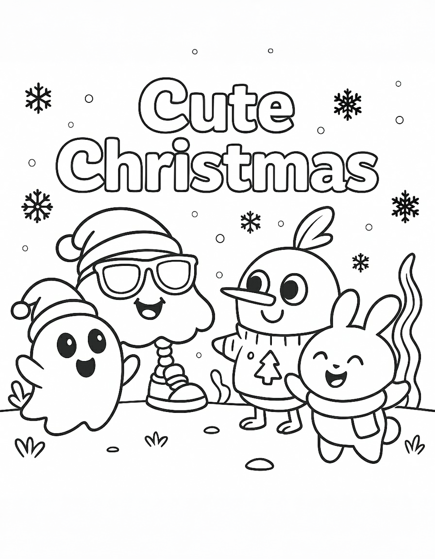 (FREE) Coloring page Cute Christmas