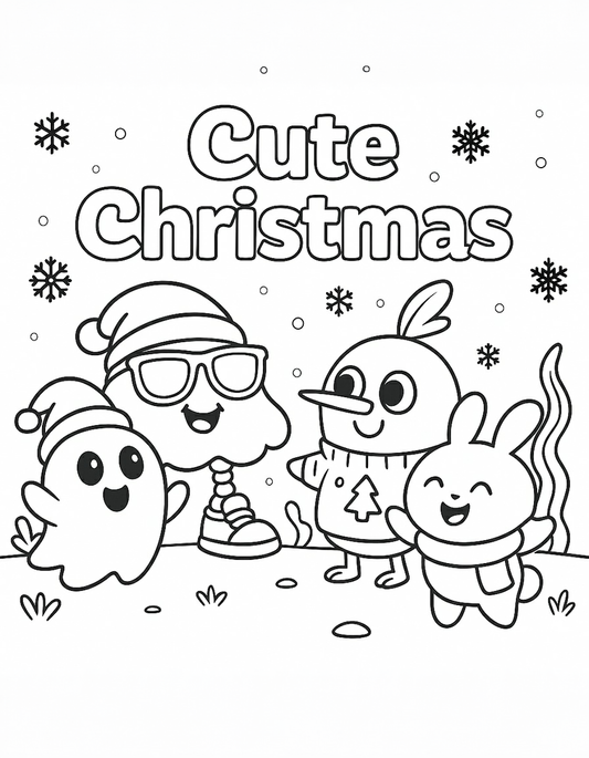 (FREE) Coloring page Cute Christmas